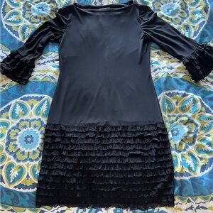 dressbarn Black Long Sleeve Ruffle Dress